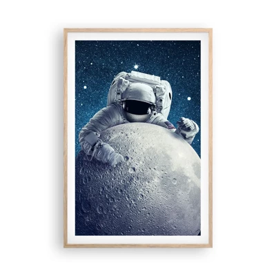 Plakat i ramme af lyst egetræ - Kosmisk spøgefugl - 61x91 cm