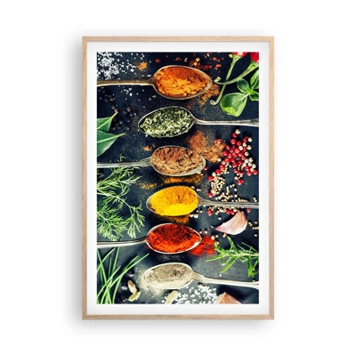 Plakat i ramme af lyst egetræ - Kulinarisk magi - 61x91 cm