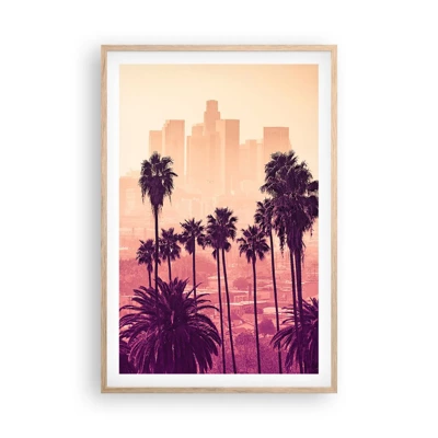 Plakat i ramme af lyst egetræ - Landskab i Californien - 61x91 cm