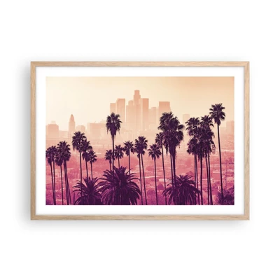 Plakat i ramme af lyst egetræ - Landskab i Californien - 70x50 cm