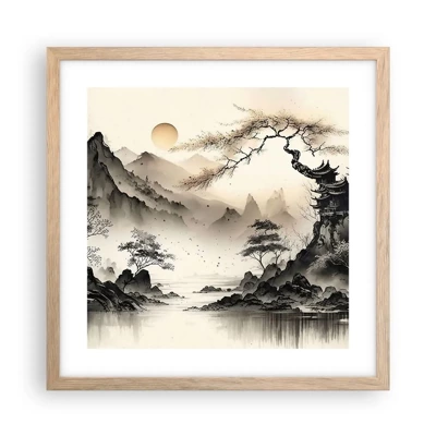 Plakat i ramme af lyst egetræ - Orientens unikke charme - 40x40 cm
