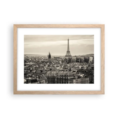 Plakat i ramme af lyst egetræ - Over Paris' hustage - 40x30 cm