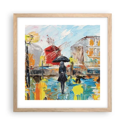 Plakat i ramme af lyst egetræ - Parisiske legender - 40x40 cm