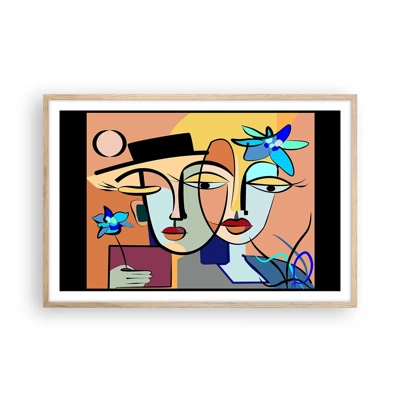 Plakat i ramme af lyst egetræ - Picassos randez vous - 91x61 cm