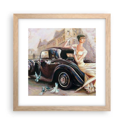 Plakat i ramme af lyst egetræ - Retro elegance - 30x30 cm