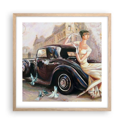 Plakat i ramme af lyst egetræ - Retro elegance - 50x50 cm