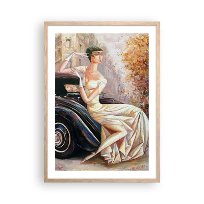 Plakat i ramme af lyst egetræ - Retro elegance - 50x70 cm