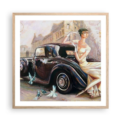 Plakat i ramme af lyst egetræ - Retro elegance - 60x60 cm