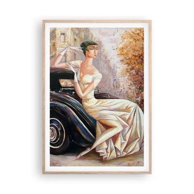 Plakat i ramme af lyst egetræ - Retro elegance - 70x100 cm