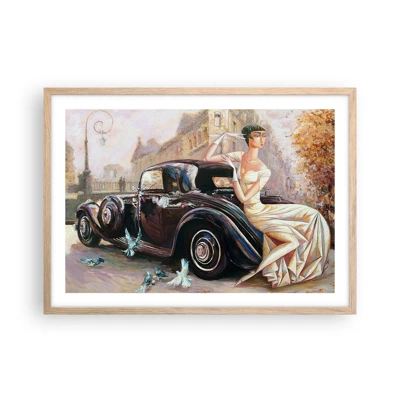 Plakat i ramme af lyst egetræ - Retro elegance - 70x50 cm