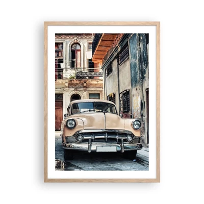 Plakat i ramme af lyst egetræ - Siesta i Havana - 50x70 cm
