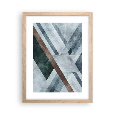 Plakat i ramme af lyst egetræ - Sofistikeret elegance i geometri - 30x40 cm