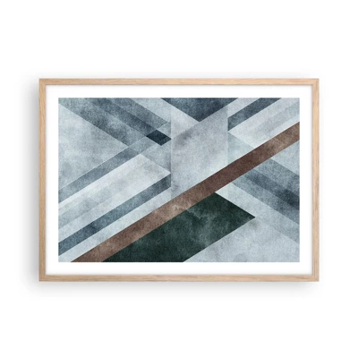 Plakat i ramme af lyst egetræ - Sofistikeret elegance i geometri - 70x50 cm