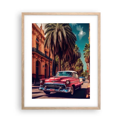 Plakat i ramme af lyst egetræ - Stadig i Havana - 40x50 cm