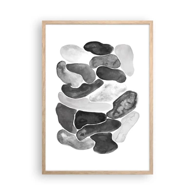 Plakat i ramme af lyst egetræ - Stenet abstraktion - 50x70 cm