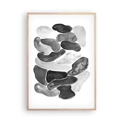 Plakat i ramme af lyst egetræ - Stenet abstraktion - 70x100 cm