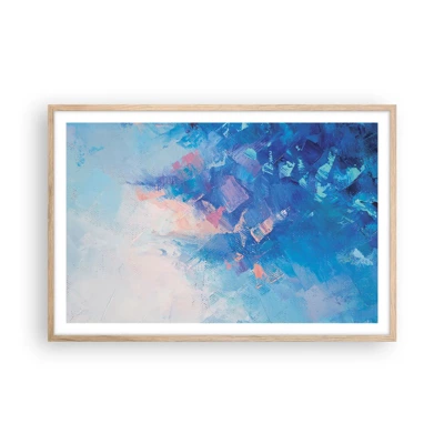 Plakat i ramme af lyst egetræ - Vinter abstraktion - 91x61 cm