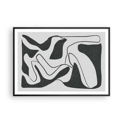 Plakat i sort ramme - Abstrakt leg i en labyrint - 100x70 cm