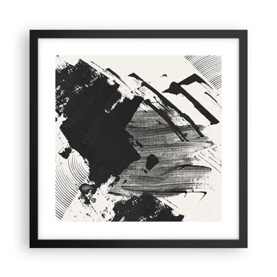 Plakat i sort ramme - Abstraktion - det sortes udtryk - 40x40 cm