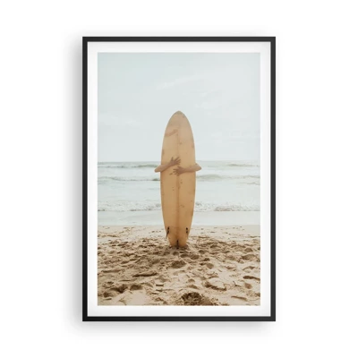 Plakat i sort ramme - Af kærlighed til bølgerne - 61x91 cm