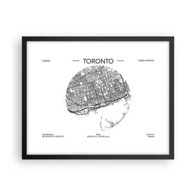 Plakat i sort ramme - Anatomi af Toronto - 50x40 cm