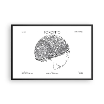 Plakat i sort ramme - Anatomi af Toronto - 91x61 cm