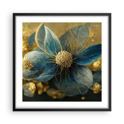 Plakat i sort ramme - Blomstre med guld - 50x50 cm