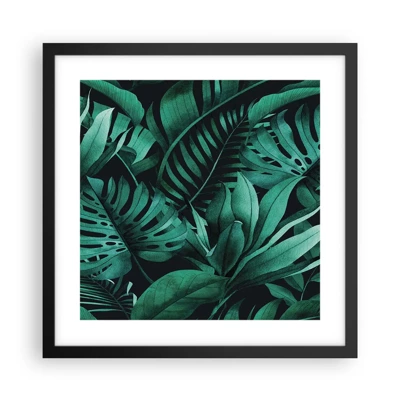 Plakat i sort ramme - Dyb tropisk grøn - 40x40 cm