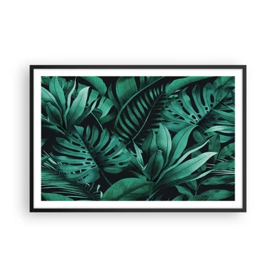 Plakat i sort ramme - Dyb tropisk grøn - 91x61 cm