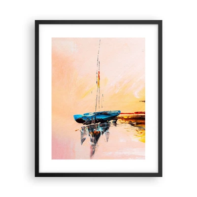 Plakat i sort ramme - En aften i havnen - 40x50 cm