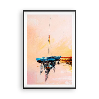 Plakat i sort ramme - En aften i havnen - 61x91 cm