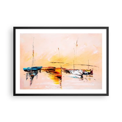 Plakat i sort ramme - En aften i havnen - 70x50 cm