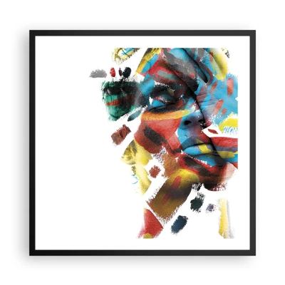 Plakat i sort ramme - Farverig personlighed - 60x60 cm