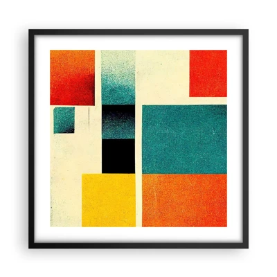 Plakat i sort ramme - Geometrisk abstraktion - god energi - 50x50 cm