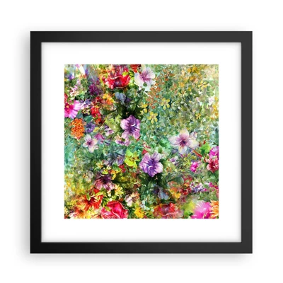 Plakat i sort ramme - Ind i blomsterne ved fortabelse - 30x30 cm