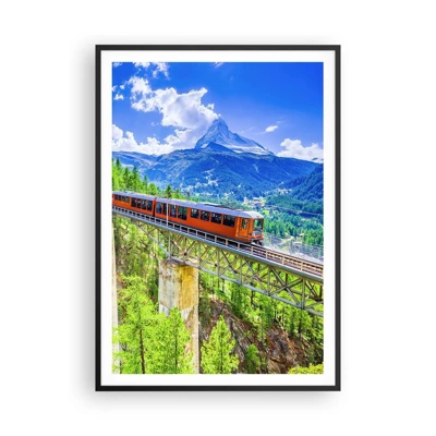 Plakat i sort ramme - Jernbane til Alperne - 70x100 cm