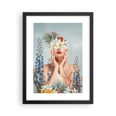 Plakat i sort ramme - Kvinde blomst - 30x40 cm