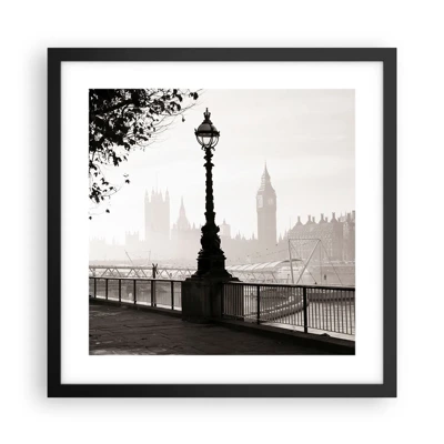 Plakat i sort ramme - London morgen - 40x40 cm