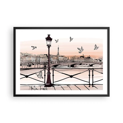 Plakat i sort ramme - Over Paris' hustage - 70x50 cm