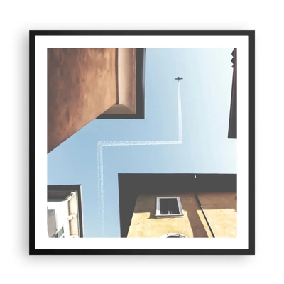 Plakat i sort ramme - Over den urbane labyrint - 60x60 cm