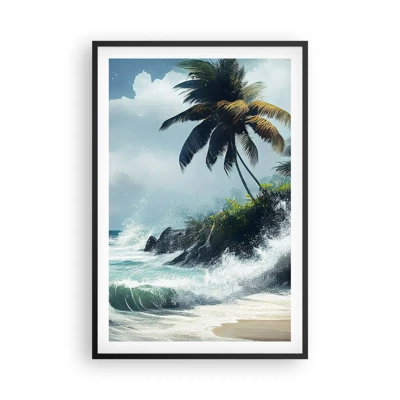 Plakat i sort ramme - På en tropisk strand - 61x91 cm