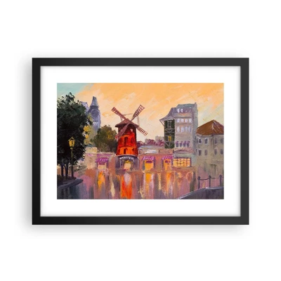 Plakat i sort ramme - Parisiske ikoner - Moulin Rouge - 40x30 cm