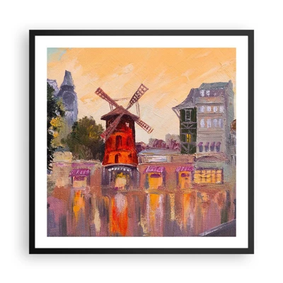 Plakat i sort ramme - Parisiske ikoner - Moulin Rouge - 60x60 cm