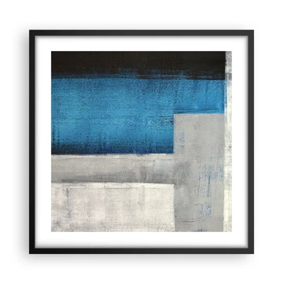Plakat i sort ramme - Poetisk komposition af grå og blå - 50x50 cm