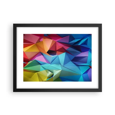 Plakat i sort ramme - Regnbue origami - 40x30 cm
