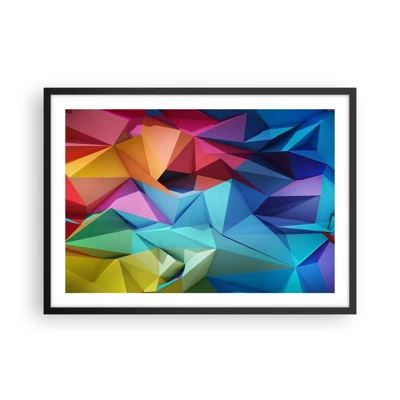 Plakat i sort ramme - Regnbue origami - 70x50 cm