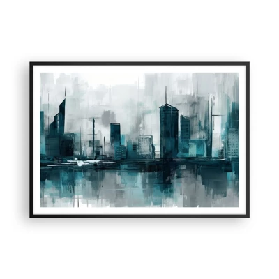 Plakat i sort ramme - Regnfarvet by - 100x70 cm