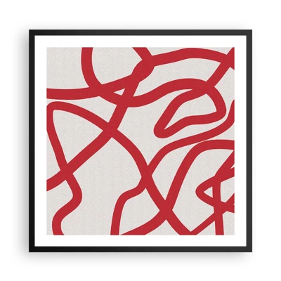 Plakat i sort ramme - Rød på hvid - 60x60 cm