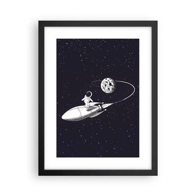 Plakat i sort ramme - Space surfer - 30x40 cm
