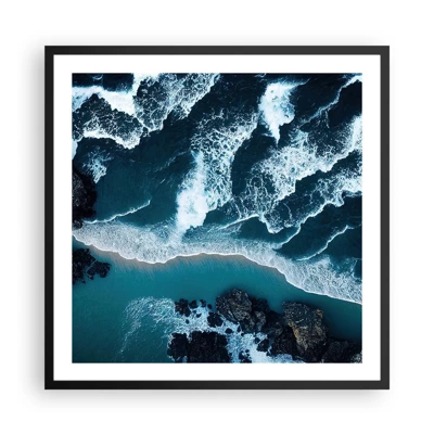 Plakat i sort ramme - Svøbt i bølger - 60x60 cm